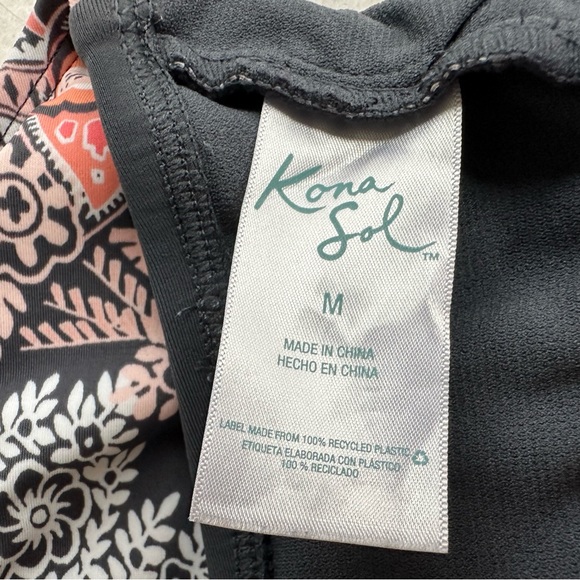 Kona Sol Women's Paisley Bralette Bikini Top Gray Pink Adjustable Straps Medium - Picture 11 of 15